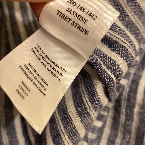 Rails Jasmine Tibet stripe Blue and White Long Sleeve Dress. Size S - Picture 6 of 9